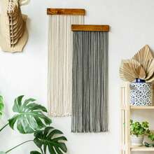 1pc Handmade Bohemian Style Tapestry Wall Hanging, Decorative Wall Blanket For Living Room, Bedroom, Office, Nursery With Tassels, Minimalist Wood Board Background ,Room Decor, Home Decor, Room Stuffs ,Wall Arts, Flags For Room, Tapestry, Wall Tapestry - As Shown In the Figure - View 8