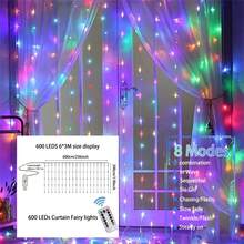 1pc LED Window Curtain Lights With 8 Lighting Modes Remote Control, USB Powered Fairy Lights For Christmas, Halloween, Wedding, Home, Garden, Bedroom, Holiday Party Decor - USB Curtain Light - View 13