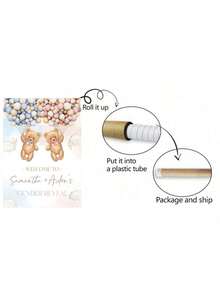 个性化名字泰迪熊性别揭晓欢迎牌，男宝宝或女宝宝派对装饰模板，波西米亚水彩小熊与气球，婴儿派对海报，无框，旅行收纳包 - 彩色 - 查看 7