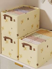 1 pieza Caja de almacenamiento de ropa plegable y plegable con asa, gran capacidad, cesta de almacenamiento portátil reforzada para ropa de cama, edredón, ahorro de espacio en el armario, dormitorio, hogar, dormitorio, cesta de lavandería, organizador de juguetes