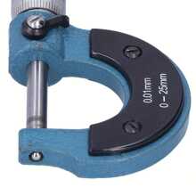 1pc Outside Micrometer, 0-25mm/0.01mm Precision Machinist Tool, Metal Caliper Measuring Tools, Professional Thickness Measuring Tools With Ratchet Stop And Lock Nut, Non-Slip (Tungsten Carbide Steel)