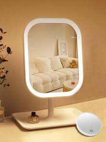 Miroir de maquillage à LED, miroir de vanité avec lumières, miroir de maquillage éclairé à 3 modes d'éclairage, commande tactile, support portable et miroir compact pliable, miroir de maquillage de voyage éclairé, miroir de cosmétique de vanité avec lumières, miroir de maquillage à LED portable rechargeable, cadeau de Noël pour femmes