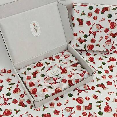 15/30pcs Christmas Santa Claus & Gift Pattern Tissue Paper, Santa Claus, Christmas Gifts, Christmas Stockings, Colorful Lights, Christmas Leaves - 19.69in*13.78in, Handmade Wrapping Paper, Fade-Resistant Item Protection, Gift Box Filler, Party Decor - Christmas Style Design, Holiday Packaging, Packaging, Christmas Decoration, Holiday Decoration