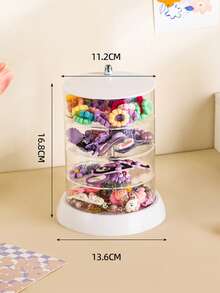 1 Peça Caixa Giratória de Armazenamento de Acessórios para Cabelo com Compartimentos Múltiplos, Organizador de Grampos e Laços de Cabelo, Caixa de Exibição de Acessórios para Cabelo de Crianças, Organizador Multiuso para Pentes, Óculos, Pincéis de Maquiagem etc., Material PET Simples e Prático, Presente Perfeito para o Dia da Criança e Aniversário