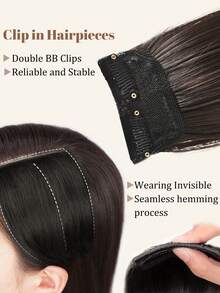 1片合成纤维接发片，短款加厚型，适合头发稀疏的女性日常使用。 - 彩色 - 查看 3