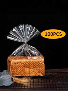 50/100个透明塑料袋，吐司面包袋（带扎带），用于存放吐司、面包、干果和零食 - 可重复使用OPP扁平袋，新鲜便捷，家居用品 - 彩色 - 查看 16