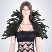 女士人造羽毛披肩，适合女巫、万圣节、狂欢节等场合，可作羽毛斗篷、服装配饰 - 彩色 - 查看 5