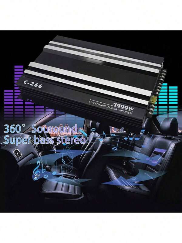 Car Power Amplifier 12V 4 Channel High Power Aluminum Alloy Car Audio Amplifier Black Premium Sound Enhancement For Car Enthusiasts Durable Compact Design Easy Installation