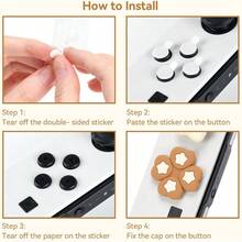 Buttons Sticker Joystick Cover Caps, Cross DPad Button Caps Silicone Thumb Grips Set Compatible With Nintendo Switch/OLED Controller Star Baby - 咖啡棕 - 查看 5