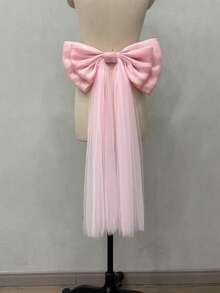 1 chiếc nơ satin bóng màu hồng bằng vải organza (39cm) + 1 dải ruy băng voan dài 75cm để trang trí eo. - Nhiều màu - Xem 4