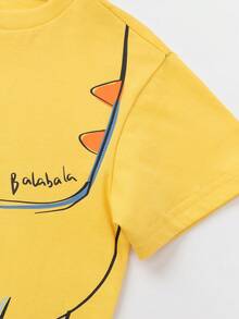 Balabala Young Boys Summer T-Shirts, Cute Cartoon Cotton Boys Short Sleeve T-Shirts - Light Yellow - View 9