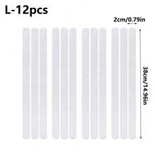 12/6pcs Anti Slip Shower Stickers Non-Slip Bathtub Strips Adhesive Decals Shower Strips Treads For Bath Tub, Shower Floor, Stairs, Ladders