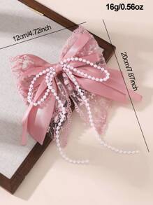 1pc Girl Lace Bow Pearl Hair Clip - Bow - View 10