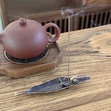 2 piezas/4 piezas Quemador de incienso con diseño de hoja y caracol, colector de cenizas, soporte para varillas de incienso, decoración para sala de meditación, yoga, hogar y oficina