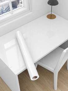1 Roll Waterproof & Oil-Proof Kitchen Wall Sticker, White Glossy Thick Heat-Resistant Wallpaper For Stove, Oven, Cabinet Renovation, DIY Decor For Kitchen, Bedroom, Room - White - View 4