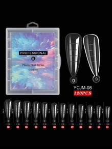 120片装假指甲尖头快速延长贴片，可重复使用，凝胶指甲模具带刻度，UV凝胶指甲油模具，雕塑全覆盖式按压式指甲，适用于女性和女孩的美甲用品工具 BL05，美甲用品，美甲工具，美甲艺术工具，返校季，指甲，按压式指甲工具