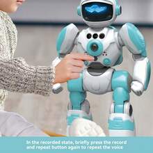 LIPETY Smart Voice Control Robot Toy For Kids,Programmable RC Robot ToyWith Record Voice & Gesture Sensing Control, USB Rechargeable 3-Key Remote,Music, Lights & Recordingfor Toddler For Boys & Girls Ages 3-10Years Old And L Gift ,For Christmas, Birthdays Or Other Holidays - 藍色 - 查看 5