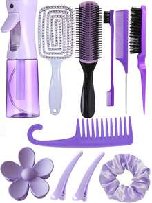 Bộ dụng cụ tạo kiểu tóc đa năng 11 món, bao gồm lược massage da đầu, bình xịt áp lực cao 200ml, lược gỡ rối, dây buộc tóc, phù hợp với mọi loại tóc và phụ nữ, món quà tuyệt vời cho bạn gái/gia đình, bộ dụng cụ tạo kiểu tóc, bộ đồ dùng làm đẹp tại nhà cho nữ, quà tặng phụ kiện làm đẹp cho tiệm cắt tóc, sản phẩm chăm sóc tóc thiết yếu khi đi du lịch, phụ kiện tóc. - Nhiều màu - Xem 16