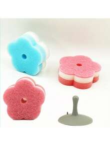 Petal-Shaped Multi-Functional Double-Layer Temperature-Sensitive Scrub Sponge, Effective Stain Removal, Double-Sided Kitchen Sponge - Temperature-Sensitive, Scratch-Resistant Cleaning Pad, Suitable For Tableware. Suitable For Modern Kitchen Sink, Convenient Wall-Mounted Tableware Cleaning