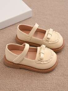 Zapatos planos casuales de primavera para niñas bebé con lazo, adorno de encaje y suela blanda