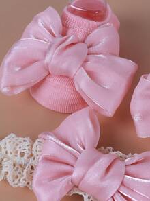 3 قطع/مجموعة من جوارب الأطفال وطقم الشريط للرأس، إكسسوارات غطاء الرأس للأطفال الرضع بطراز كوري كرتوني