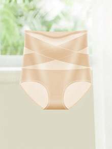 1pc Women's High Waist Seamless Shapewear Panty, Tummy Control, Butt Lift, Waist Cincher, Flattens Belly - Apricot - View 8