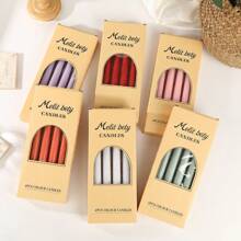 4 件 10 英寸锥形普通蜡烛，浅/深粉色/柔和色系列，适用于家居装饰、婚礼装饰、餐桌装饰、闺蜜礼物、女士礼物、冬季礼物、生日装饰、烛光晚餐、烛台、宴会、婚礼、情人节、无香蜡烛、浪漫装饰、四季皆宜 - 彩色 - 查看 7