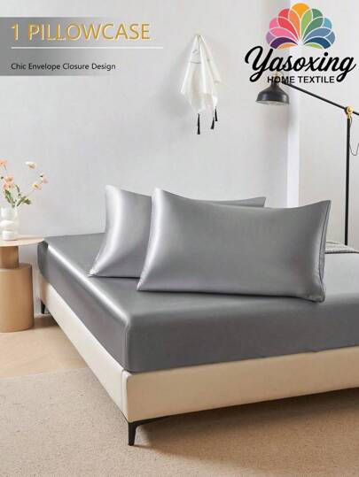 1pc Light Gray Premium Silky Satin Envelope Pillowcase Pillow Covers Without Filling,Soft Breatheable Wrink-Free Better For Hair Skin Sleep Domitory Bedding Back School Bedding