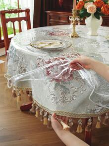 100% Waterproof, Oil-Proof, Wipe-Clean Transparent Vinyl Round Tablecloth, Suitable For Dining, Parties, Picnics, Home Decor, Table Top Decoration - Clear - View 7