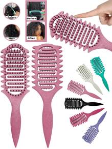 2025 New Pink Curling Brush With Wild Boar Bristles – Designed For All Hairstyles And Women's Curly Hair. No Pulling, No Tangles, Easy Detangling, Anti-Frizz And Smooth Finish. Creates Natural Curls Effortlessly – Your Go-To Styling Tool For Summer.