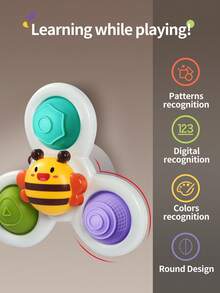 1pc Cute Cartoon Suction Cup Toy, Children's Educational Rattle Spinning Top Bath Toy, Perfect Gift For Boys And Girls, Christmas & Thanksgiving (Random Color Accessories) - Multicolor - View 10
