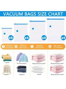 21 In 1 Vacuum Storage Bags Set For Clothes Travel -Vacuum Bag Multi Size Combination+Hand Pump Set With Large Capacity Storage,Travel Pump Vacuum Sealer Bag With Double-Zip Seal And Triple Seal Turbo-Valve For Max Space Save - 無色 - 查看 2