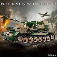 1 件 500+ 片拼装积木模型，赛车系列坦克仿真模型摆件收藏道具