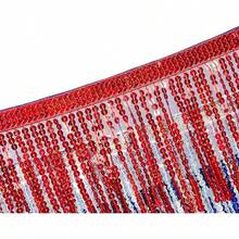 Halloween  Halloween Essentials  Party Limited Edition  Women's Belly Dance Scarf Skirt Sparkly Tassel Disco Outfits Sequin Wrap Rave Costumes Fringe Skirt - Red White Blue - 查看 3