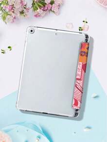 1 Pcs Cartoon Graphic Design Pattern Trifold Stand Tablet Case With Pencil Holder Tablet Case, Anti-Fall IPad Stand, Foldable Non-Slip Adjustable Stand, Flexible Hybrid Protective Case, Suitable For IPad Air 4/5 (10.9-Inch), IPad 7/8/9 (10.2-Inch) 5/6/Air 1/2 (9.7-Inch), Air 3 (10.5-Inch), Pro (11-Inch) 10th Generation, 12.9-Inch, 13-Inch Tablet Case,  S6/A7/A8/A9/S7/S8/S9/S10/S9FE Tablet Case - Nhiều màu - Xem 2