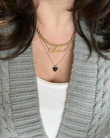 SmileBelle Black Heart Necklace Women, Black Black Tourmaline Necklace As Birthday Gifts Her, Black Handmade Jewelry Silver Heart Pendant Necklace Teen As Tendy Jewelry - Vàng - Xem 8