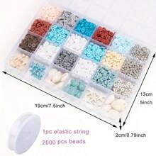 طقم صنع مجوهرات عطلة البحر، أخضر مزرق، يشمل أحجار طبيعية، صدف، سلاحف، وخرز من الطين البوليمري، حرفة سوار DIY إبداعية للأطفال