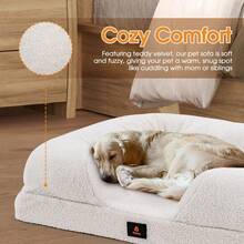 SUN YEE Memory Foam Dog Bed Pet Sofa Calming Bed Washable Removable White Large - White - View 2