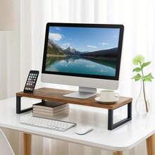 Vintage Monitor Stand Riser Desktop Storage Organiser Shelf 55 X 23 X 14cm For Notebook PC Printer Lift Stands - Variant - View 4