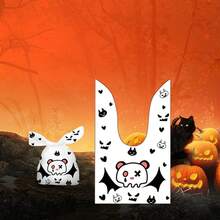 50 Pieces Halloween Rabbit Ear Snack Bag Halloween Rabbit Ear Candy Gift Bags Rabbit Goody Bags Halloween Bags Party Supplies - Pirate Skull - View 3