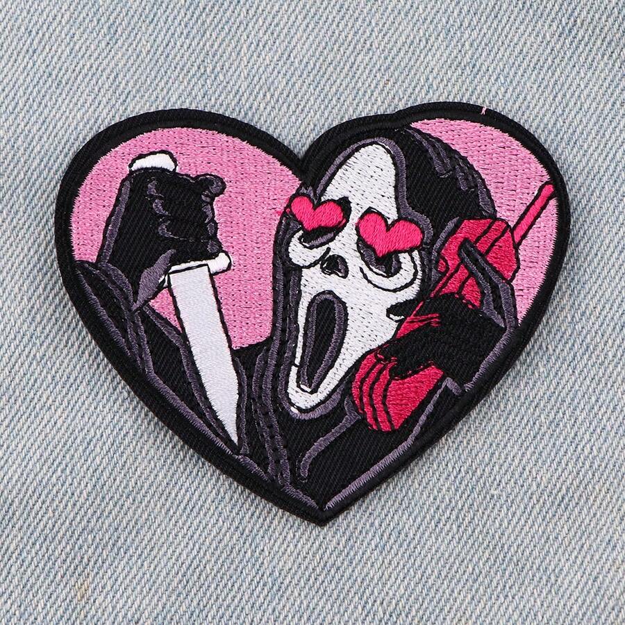 1pc Halloween Personalized Patch, Handmade DIY Clothing Accessory, Bag, Garment Decor Patch - Black - View 1