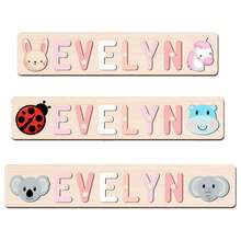 1 PC Customized Name Puzzle, Customize Your Name, Multiple Colors, Can Be Matched With Cute Elements, Wooden Educational Early Learning Toys, Baby Christening Anniversary Gift,Digital Printing - Multicolor - View 8