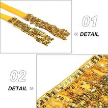 Halloween  Halloween Essentials  Party Limited Edition  Women's Belly Dance Scarf Skirt Sparkly Tassel Disco Outfits Sequin Wrap Rave Costumes Fringe Skirt - 金色 - 查看 11
