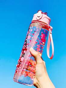 1pc Boy And Girl Summer Water Bottle Cartoon Flower Pattern, Kindergarten Cartoon Cute Sports Water Bottle - 800ml, Straw Cup, With Handle, Leak-Proof, Shock-Proof, Portable - Suitable For Travel, Outdoor Activities, Student Use - Perfect Children's Day And Graduation Season, The Best Gift For Children