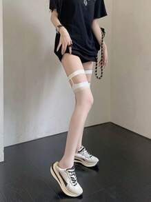 1 件均码，多种尺码可选，薄蕾丝网袜，情趣丝袜，黑丝，白丝，过膝袜，性感款式，性感长袜，大腿袜，女仆装，夜店派对性感女郎装，性感内衣套装，送给女朋友的礼物，情侣用品，适合俱乐部、夜晚外出、约会、表演、新婚之夜 - 性感长袜和紧身内衣