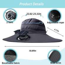 Men's Sun Hat With 2 Solar Fans, Fishing Hat, Wide-Brimmed Sunshade Hat, Suitable For Outdoor Summer Camping And Beach Use, Powered By USB And Solar Energy. - Green {Fan) - View 4