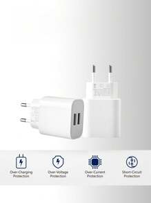 欧洲标准 2.4A USB 电源适配器充电器插头，适用于智能手机的快速充电插头，兼容 Apple，智能设备超级快速充电器兼容 ，旅行充电器插头，快速充电壁挂式，适用于办公室、学校、宿舍和家庭，适合家庭、朋友、孩子、生日、圣诞节、冬季的礼物，适合旅行、办公室、宿舍和家庭 - 查看 3