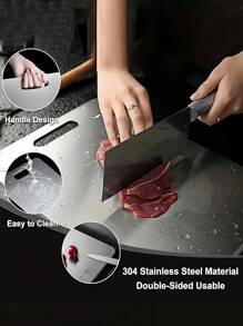 1 pièce de planche à découper en alliage de titane haut de gamme - design double face, en acier inoxydable, convient pour la cuisine et la salle à manger, planche à découper de cuisine, tapis à découper en titane médical japonais à double face - hygiène et durabilité avancées