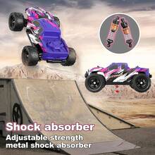 High-Speed Full Scale 4WD RC Car, All-Terrain Monster Truck, RC380 High Speed Motor, With Adjustable Strength Shock Absorber, 2.4GHz Remote Control, With 2 Rechagreable Batteries, Outdoor Sports Drifting/Racing/Climbing, Birthday Christamas Gifts For RC Hobby Beginner - 紫色 - 查看 7