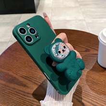 1 件泰迪熊支架手机壳，奢华纯色硅胶手机壳带挂绳，适用于三星、Apple 11/12/13/14/15/16 Pro Max、三星 S22/23/24/25+ UA04/A05/A14/A15/A24/A25/A34/A54 SA56/A36/A26、Honor 70/90/400/X56789abc、Redmi Note 14/13/12/1 Pro 防水防震防摔防刮